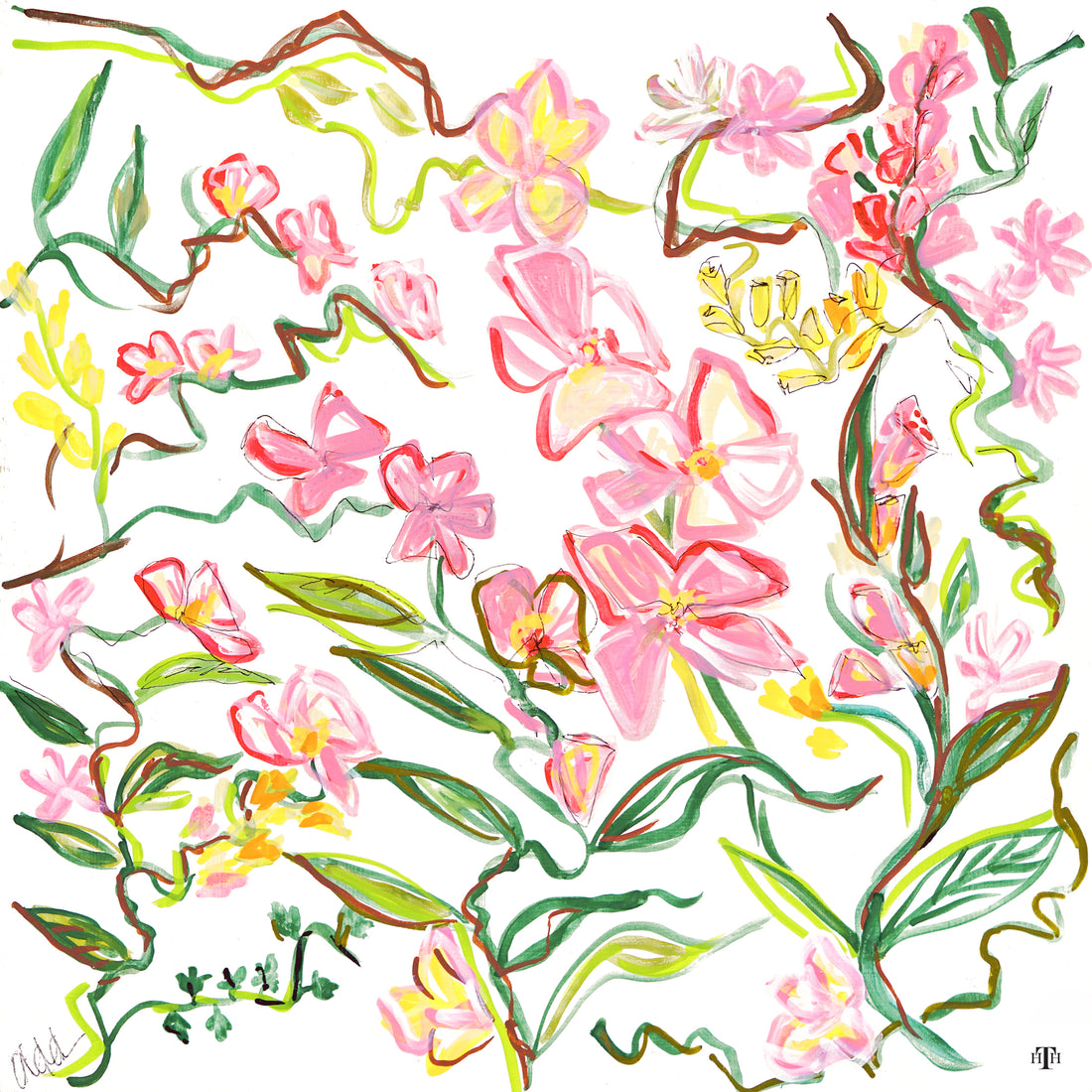 Pink Green Floral 12x12 Acrylic Accent Board
