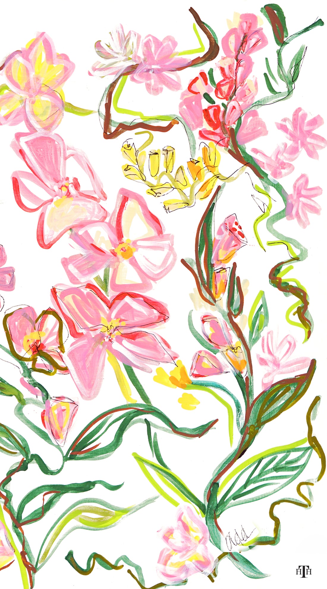 Pink and Green Floral 9x5 Accent Box Acrylic Insert