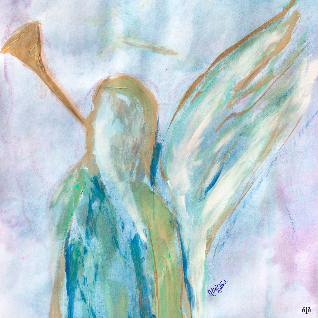Angel with Trumpet 4x4 Acrylic Coaster (Set of 4)