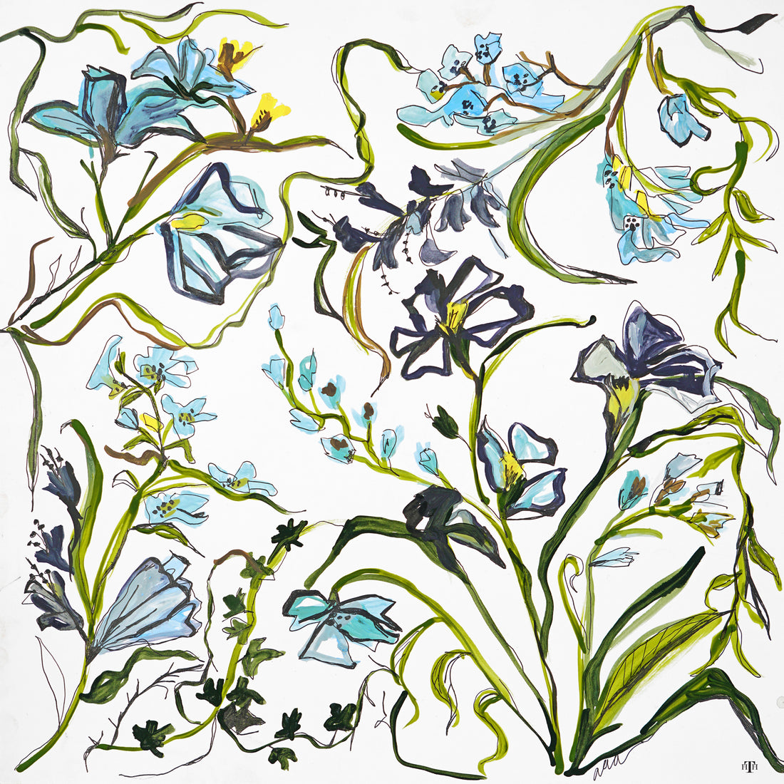 Blue Green Floral 12x12 Acrylic Accent Board