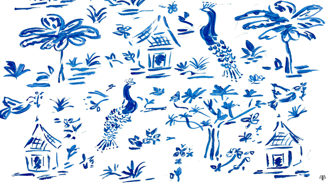 Blue Chinoiserie 9x5  Acrylic Accent Box Insert