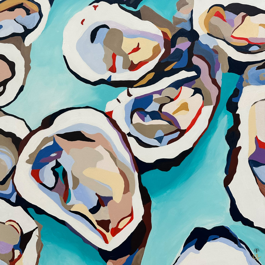 "Bay Oysters In Turquoise"  12" x 12" Insert