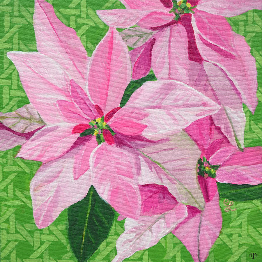 Poinsettia on Cane 12x12 Insert