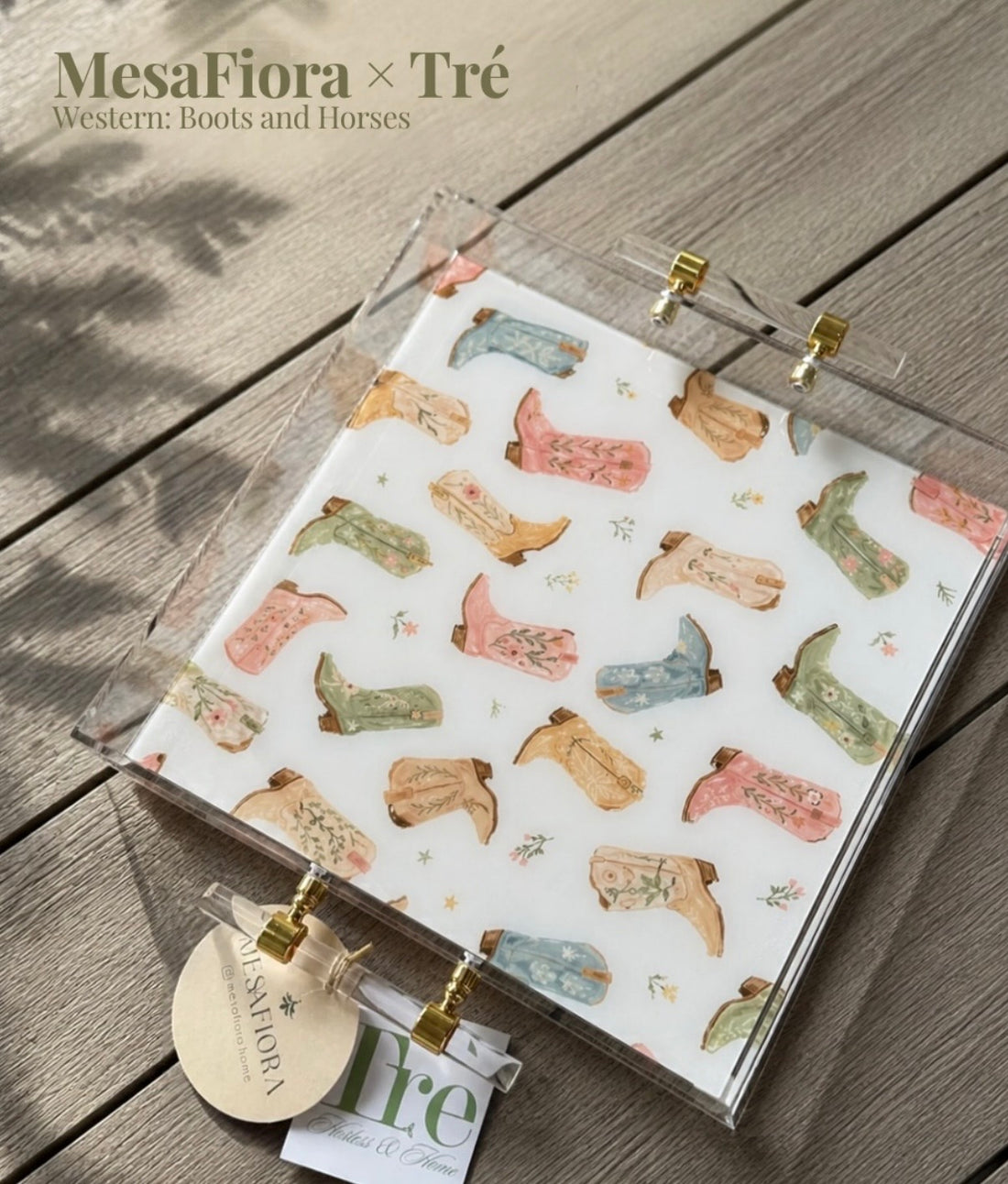 Mesafiora Home Western Girls 12 x12 Acrylic Tray Insert