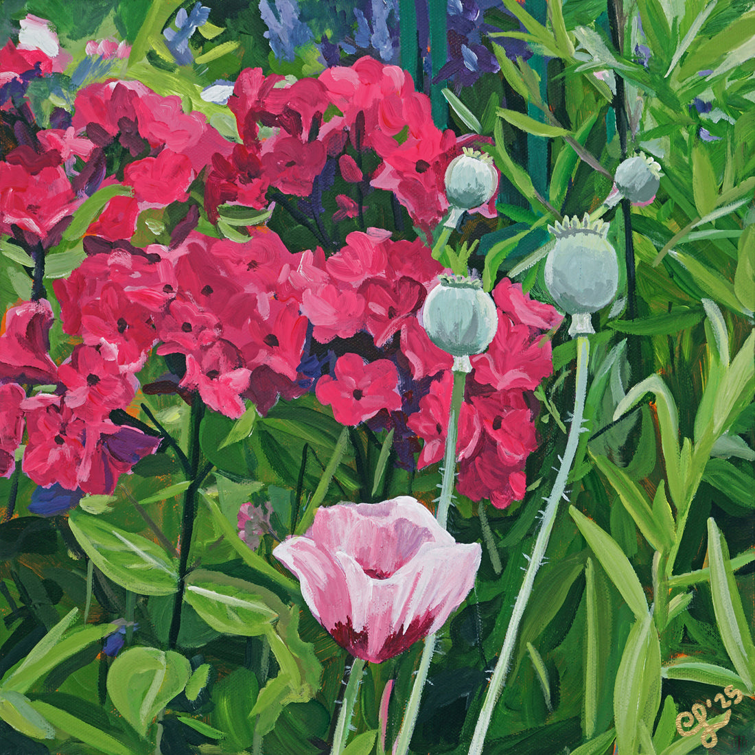 Hot Pink Bunches of Floral 12x12 Acrylic Insert