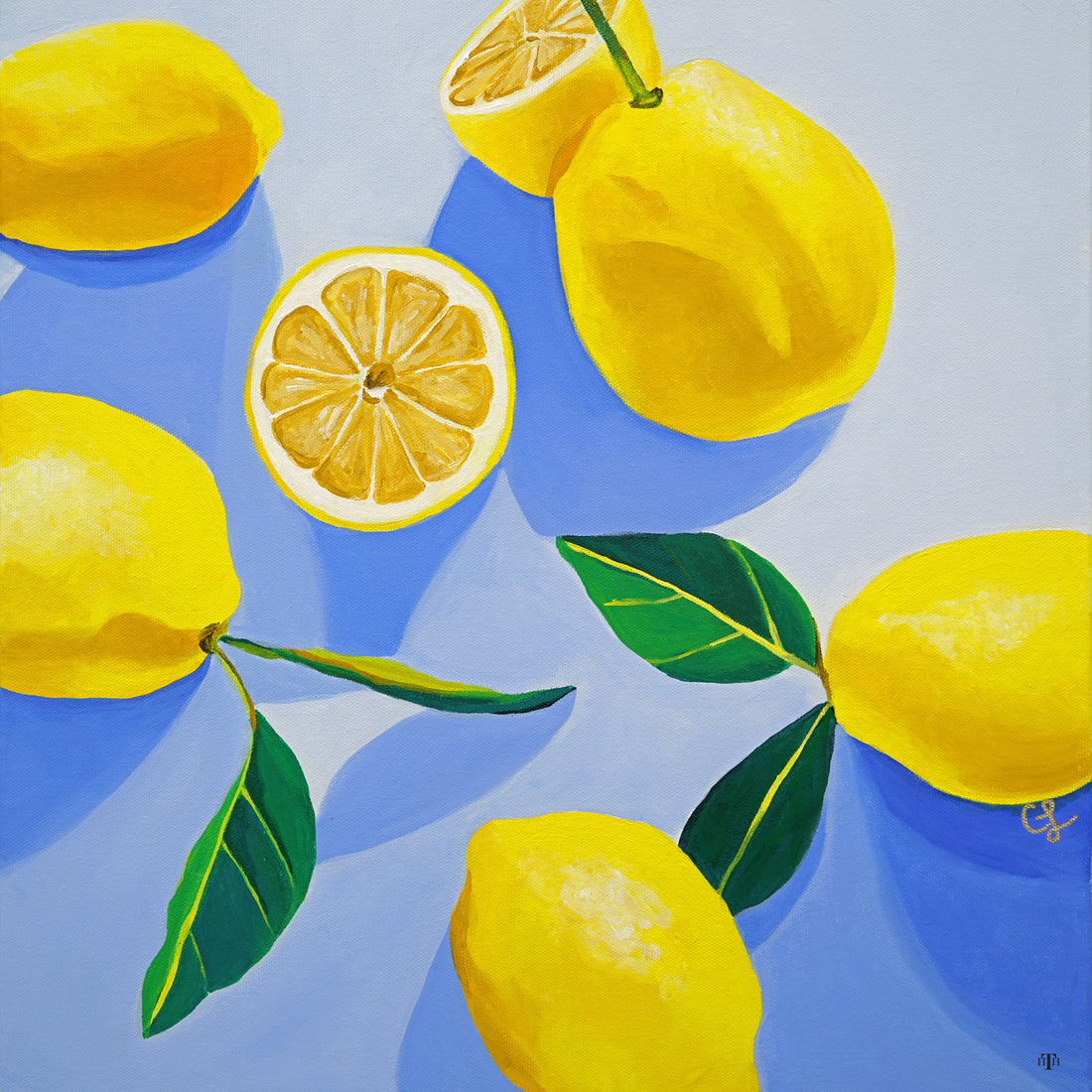 Lemons On Blue 12 x12 Acrylic Accent Board