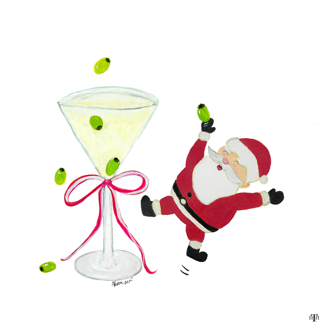 Santa Martini 4x4 Acrylic Coasters (Set of 4)