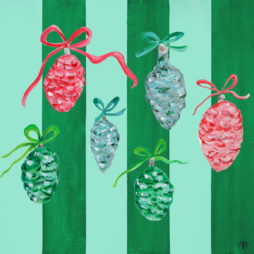 Holiday Ornaments - Green Stripe 12" x 12" Tray Insert